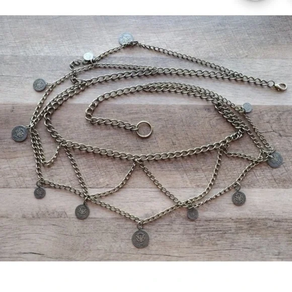 Vintage Antique Gold Coin Chain Belt - Belly Dance, Boho, Festival adjustable - Picture 4 of 10
